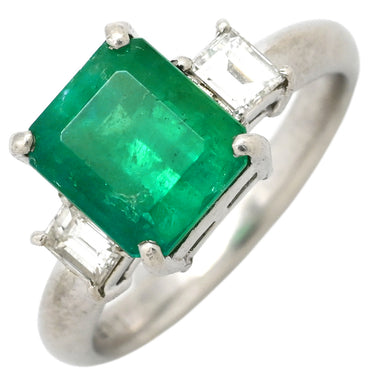 ノンブランド NON BRAND エメラルド2.61ct ダイヤモンド プラチナシルバー Pt900 エメラルド ダイヤモンド リング 指輪 グリーン 緑 スクエア プラチナ エメラルドカット 11.5号