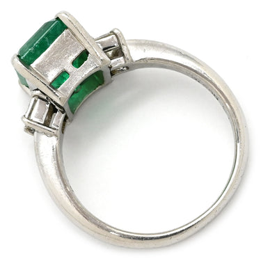 ノンブランド NON BRAND エメラルド2.61ct ダイヤモンド プラチナシルバー Pt900 エメラルド ダイヤモンド リング 指輪 グリーン 緑 スクエア プラチナ エメラルドカット 11.5号