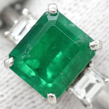 ノンブランド NON BRAND エメラルド2.61ct ダイヤモンド プラチナシルバー Pt900 エメラルド ダイヤモンド リング 指輪 グリーン 緑 スクエア プラチナ エメラルドカット 11.5号