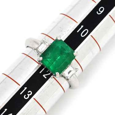 ノンブランド NON BRAND エメラルド2.61ct ダイヤモンド プラチナシルバー Pt900 エメラルド ダイヤモンド リング 指輪 グリーン 緑 スクエア プラチナ エメラルドカット 11.5号