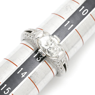 ノンブランド NON BRAND ダイヤ 1.516ct 一文字リング プラチナシルバー Pt900 ダイヤモンド リング 指輪 プラチナ900 大粒 オーバル 12.5号