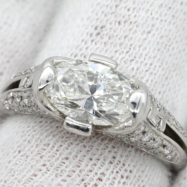 ノンブランド NON BRAND ダイヤ 1.516ct 一文字リング プラチナシルバー Pt900 ダイヤモンド リング 指輪 プラチナ900 大粒 オーバル 12.5号