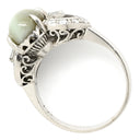 ノンブランド NON BRAND クリソベリルキャッツアイ ダイヤ オリーブグリーン×プラチナシルバー Pt ダイヤモンド クリソベリルキャッツアイ リング 指輪 Pt プラチナム 緑 オリーブグリーン オーバル パヴェ バゲットカット 天然石 11号