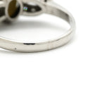 ノンブランド NON BRAND クリソベリルキャッツアイ ダイヤ オリーブグリーン×プラチナシルバー Pt ダイヤモンド クリソベリルキャッツアイ リング 指輪 Pt プラチナム 緑 オリーブグリーン オーバル パヴェ バゲットカット 天然石 11号