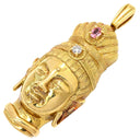 ノンブランド NON BRAND パパラチアサファイア 0.235ct ダイヤ 0.13ct イエローゴールド K18YG ダイヤモンド パパラチアサファイア ペンダントトップ K18 大仏 ブッダ 仏頭 坂元亜郎 ハンドメイド