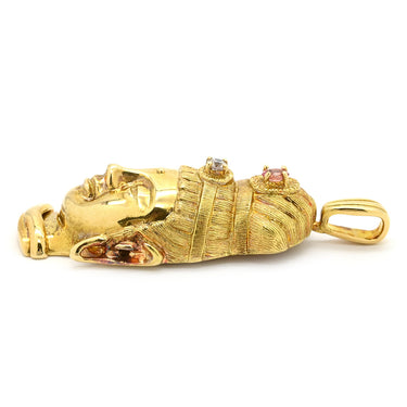 ノンブランド NON BRAND パパラチアサファイア 0.235ct ダイヤ 0.13ct イエローゴールド K18YG ダイヤモンド パパラチアサファイア ペンダントトップ K18 大仏 ブッダ 仏頭 坂元亜郎 ハンドメイド