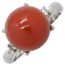 ノンブランド NON BRAND 珊瑚 ダイヤリング プラチナシルバー Pt900 ダイヤモンド 珊瑚 リング 指輪 赤 サンゴ 10.8mm プラチナム PT900 ダイヤモンド ラウンドシェイプ 13号