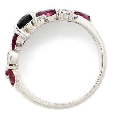 ノンブランド NON BRAND ブルーサファイア ルビー ダイヤリング プラチナシルバー Pt900 サファイア ルビー ダイヤモンド リング 指輪 青 赤 12号