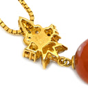 ノンブランド NON BRAND 珊瑚 サンゴ ダイヤ ペンダント レッド K18YG 珊瑚 ダイヤモンド ネックレス 1P 1石