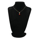 ノンブランド NON BRAND 珊瑚 サンゴ ダイヤ ペンダント レッド K18YG 珊瑚 ダイヤモンド ネックレス 1P 1石