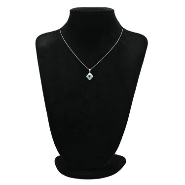 ノンブランド NON BRAND エメラルド ダイヤ プラチナシルバー Pt900 エメラルド ダイヤモンド Pt850(チェーン) ネックレス ダイヤモンド グリーン 緑 エメラルドカット ひし形