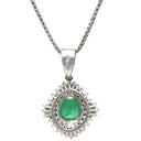 ノンブランド NON BRAND エメラルド ダイヤ プラチナシルバー Pt900 エメラルド ダイヤモンド Pt850(チェーン) ネックレス ダイヤモンド グリーン 緑 エメラルドカット ひし形