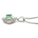 ノンブランド NON BRAND エメラルド ダイヤ プラチナシルバー Pt900 エメラルド ダイヤモンド Pt850(チェーン) ネックレス ダイヤモンド グリーン 緑 エメラルドカット ひし形