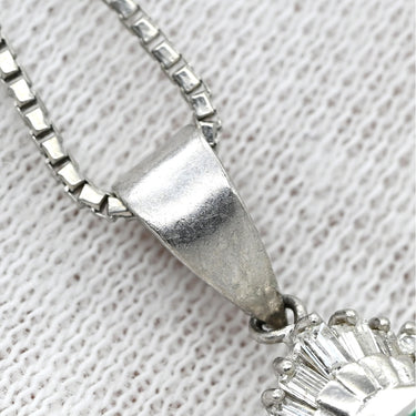 ノンブランド NON BRAND エメラルド ダイヤ プラチナシルバー Pt900 エメラルド ダイヤモンド Pt850(チェーン) ネックレス ダイヤモンド グリーン 緑 エメラルドカット ひし形