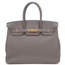 エルメス HERMES バーキン35 エタン トゴ ハンドバッグ ゴールド金具 グレージュ