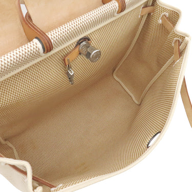 エルメス HERMES エールバッグMM ナチュラル×ブラウン トワルGM レザー 2WAYバッグ シルバー金具 ショルダー