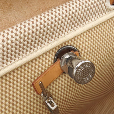 エルメス HERMES エールバッグMM ナチュラル×ブラウン トワルGM レザー 2WAYバッグ シルバー金具 ショルダー