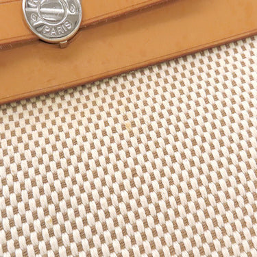 エルメス HERMES エールバッグMM ナチュラル×ブラウン トワルGM レザー 2WAYバッグ シルバー金具 ショルダー