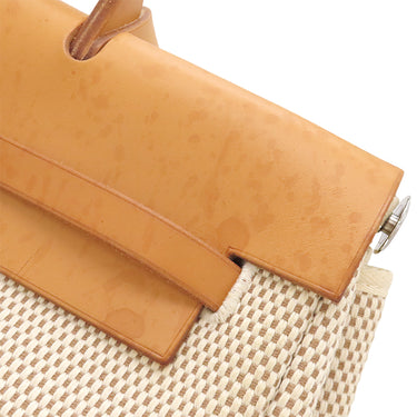 エルメス HERMES エールバッグMM ナチュラル×ブラウン トワルGM レザー 2WAYバッグ シルバー金具 ショルダー