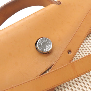 エルメス HERMES エールバッグMM ナチュラル×ブラウン トワルGM レザー 2WAYバッグ シルバー金具 ショルダー