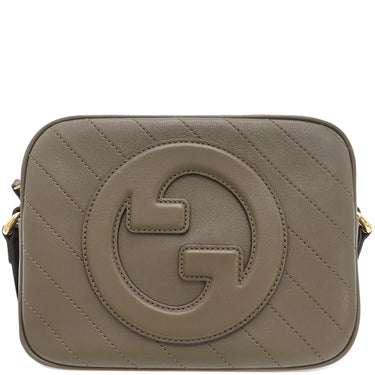 グッチ GUCCI ブロンディ スモール 742360 カーキ レザー ショルダーバッグ ゴールド金具 ブラウン