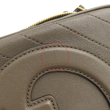 グッチ GUCCI ブロンディ スモール 742360 カーキ レザー ショルダーバッグ ゴールド金具 ブラウン