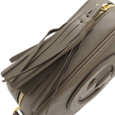 グッチ GUCCI ブロンディ スモール 742360 カーキ レザー ショルダーバッグ ゴールド金具 ブラウン