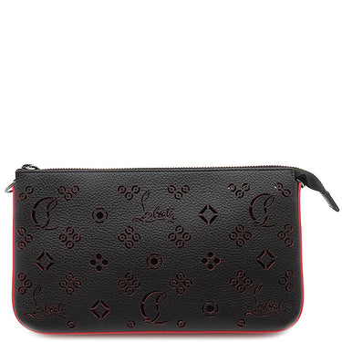 クリスチャンルブタン Christian Louboutin ルビラ クラッチバッグ 1225159 ブラック×レッド レザー 2WAYバッグ シルバー金具 黒 赤 ショルダー