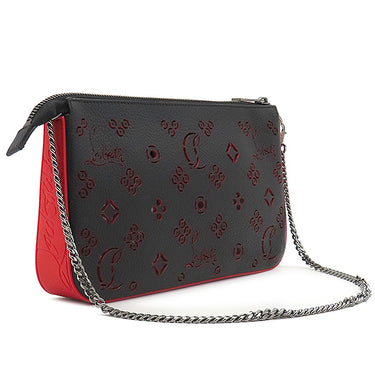 クリスチャンルブタン Christian Louboutin ルビラ クラッチバッグ 1225159 ブラック×レッド レザー 2WAYバッグ シルバー金具 黒 赤 ショルダー