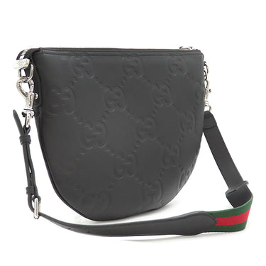 グッチ GUCCI ジャンボGG メッセンジャーバッグ 801887 ブラック レザー ジャンボGGレザー ショルダーバッグ シルバー金具 黒