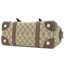 グッチ GUCCI ディテール付きトートバッグ 643814 ベージュ×エボニー GGスプリームキャンバス レザー トートバッグ シルバー金具 茶 ハンドバッグ ミニボストン 肩掛け