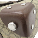 グッチ GUCCI ディテール付きトートバッグ 643814 ベージュ×エボニー GGスプリームキャンバス レザー トートバッグ シルバー金具 茶 ハンドバッグ ミニボストン 肩掛け