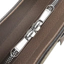 グッチ GUCCI ディテール付きトートバッグ 643814 ベージュ×エボニー GGスプリームキャンバス レザー トートバッグ シルバー金具 茶 ハンドバッグ ミニボストン 肩掛け