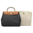 エルメス HERMES エールバッグPM 31 ブラック×ナチュラル トワルオフィシエ ヴァッシュハンター 2WAYバッグ シルバー金具 黒 ストッパー欠品