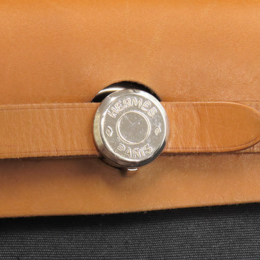 エルメス HERMES エールバッグPM 31 ブラック×ナチュラル トワルオフィシエ ヴァッシュハンター 2WAYバッグ シルバー金具 黒 ストッパー欠品