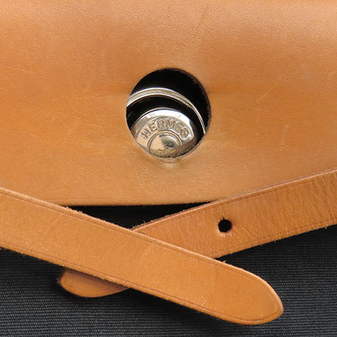 エルメス HERMES エールバッグPM 31 ブラック×ナチュラル トワルオフィシエ ヴァッシュハンター 2WAYバッグ シルバー金具 黒 ストッパー欠品