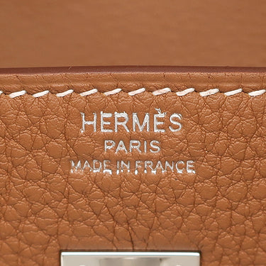 エルメス HERMES バーキン25 ゴールド トゴ ハンドバッグ シルバー金具 新品 未使用 茶