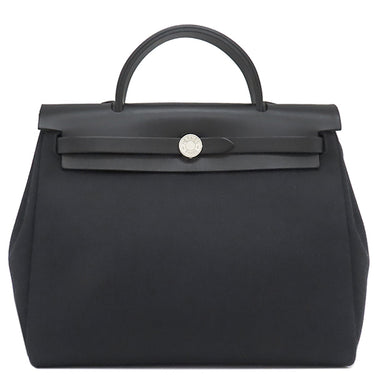 エルメス HERMES エールバッグジップ PM 31 ルトゥルネ ブラック キャンバス レザー トワルミリタリー ヴァッシュハンター ショルダーバッグ シルバー金具 黒