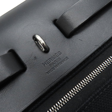 エルメス HERMES エールバッグジップ PM 31 ルトゥルネ ブラック キャンバス レザー トワルミリタリー ヴァッシュハンター ショルダーバッグ シルバー金具 黒