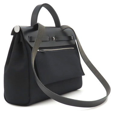 エルメス HERMES エールバッグジップ PM 31 ルトゥルネ ブラック キャンバス レザー トワルミリタリー ヴァッシュハンター ショルダーバッグ シルバー金具 黒