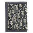 クリスチャン・ディオール Christian Dior トロッター ネイビー系 レザー キャンバス パスポートケース カード入れ 紺 ジャカード