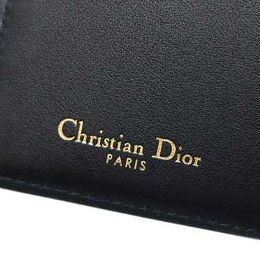 クリスチャン・ディオール Christian Dior トロッター ネイビー系 レザー キャンバス パスポートケース カード入れ 紺 ジャカード