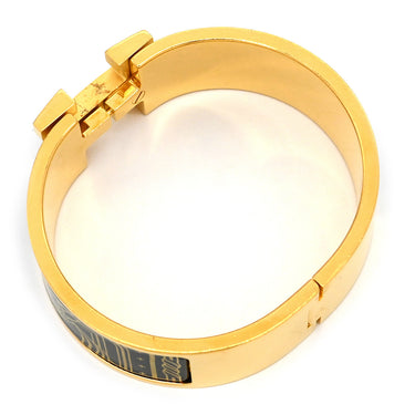 エルメス HERMES クリッククラックH PM カドリージュ オ フィル ブラック メタル エナメル ブレスレット ゴールド金具 黒 Hブレス Quadrige