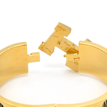 エルメス HERMES クリッククラックH PM カドリージュ オ フィル ブラック メタル エナメル ブレスレット ゴールド金具 黒 Hブレス Quadrige