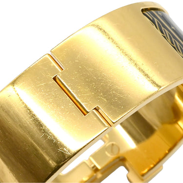 エルメス HERMES クリッククラックH PM カドリージュ オ フィル ブラック メタル エナメル ブレスレット ゴールド金具 黒 Hブレス Quadrige