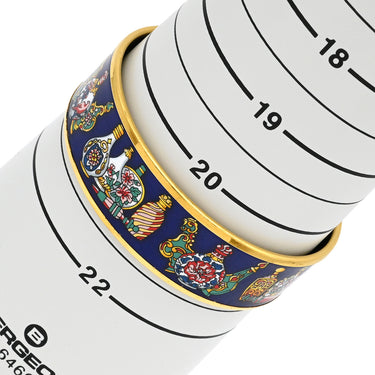 エルメス HERMES エマイユ GM ネイビー×マルチカラー 七宝焼き バングル ゴールド金具 紺