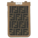 フェンディ FENDI ピーカブー フォンケース 7AS156 ブラウン ファブリック レザー ショルダーバッグ シルバー金具 茶 ズッカ柄
