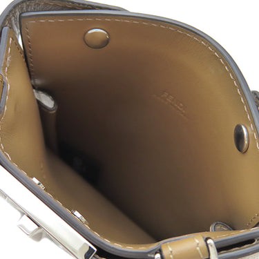 フェンディ FENDI ピーカブー フォンケース 7AS156 ブラウン ファブリック レザー ショルダーバッグ シルバー金具 茶 ズッカ柄