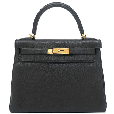 エルメス HERMES ケリー28 内縫い ブラック トリヨンクレマンス 2WAYバッグ ゴールド金具 黒 ショルダー