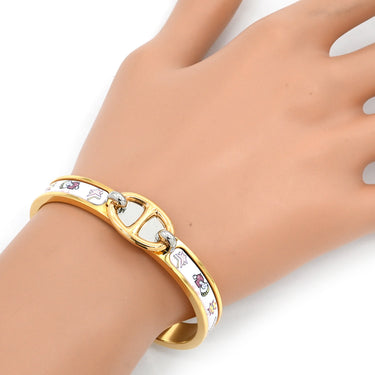 エルメス HERMES ミニクリック PM シェーヌダンクル ファニーアイスクリーム ジャスミン GP メタル エナメル バングル ローズゴールド金具